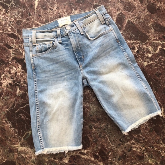 MCGUIRE DENIM 90s Distressed Jean Biker Shorts in La Colombe Blue - Picture 4 of 10